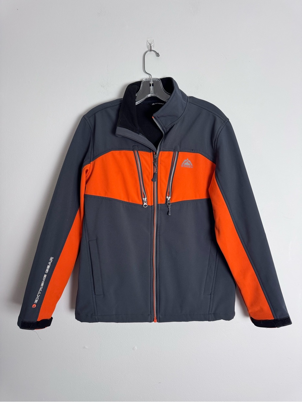 Snozu Two-Tone Gray and Orange Softshell Jacket L new